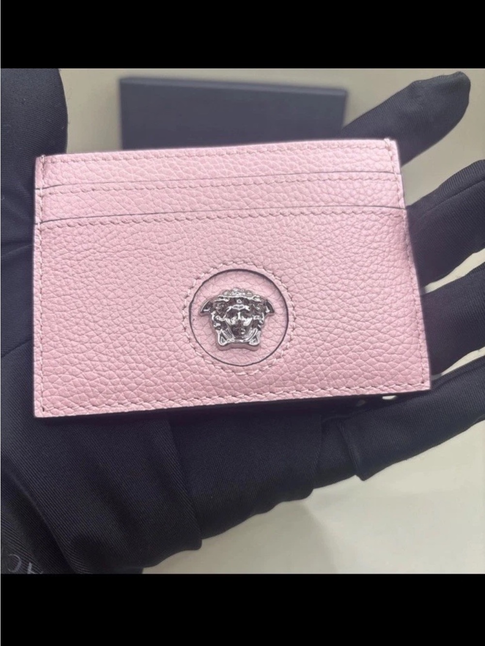 Versace Medusa Head Pink Leather Card Holder NWT $300 Retail